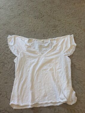 dylan White Flutter Sleeve V-Neck Top